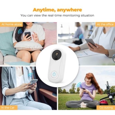 Easy installation of Rechargeable Smart Doorbell Camera for outdoor use.