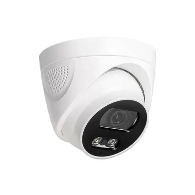 Indoor dome CCTV camera with night vision and two-way audio for secure surveillance.