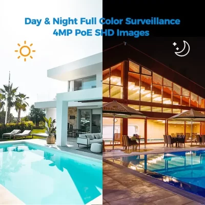 Easy installation of 4MP POE bullet camera for outdoor security, plug and play setup.