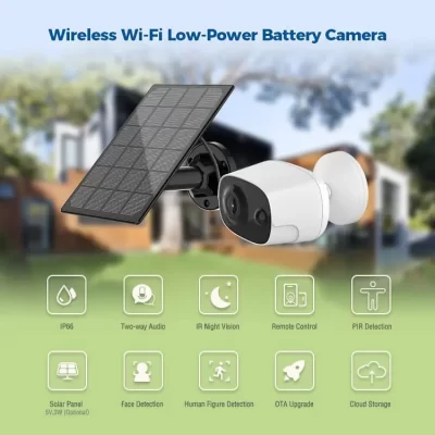 Easy installation of solar-powered wireless security camera for outdoor home monitoring.