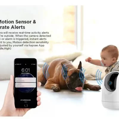 WiFi camera compatible with tuya app for real-time monitoring and control.