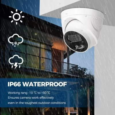 Indoor dome camera with two-way audio for real-time communication and monitoring.